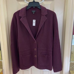 Talbots Wine Sweater Blazer Jacket NWT